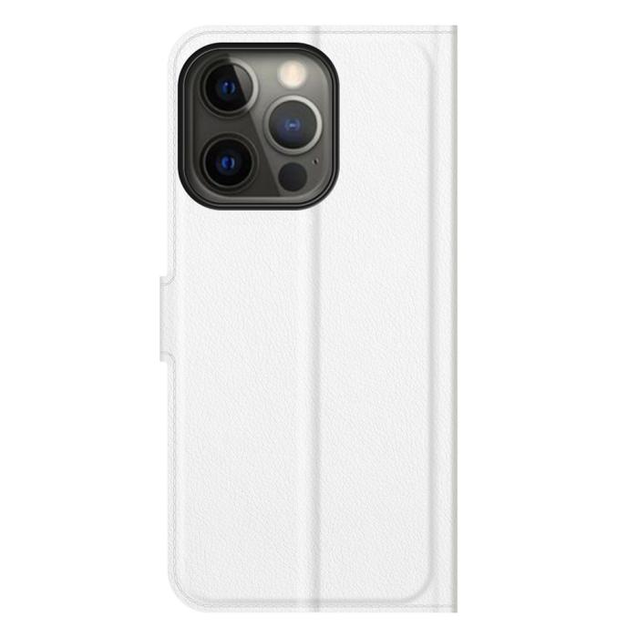 Bild 6, iPhone 13 Pro Max - Litchi Slim Läder Fodral - Vit