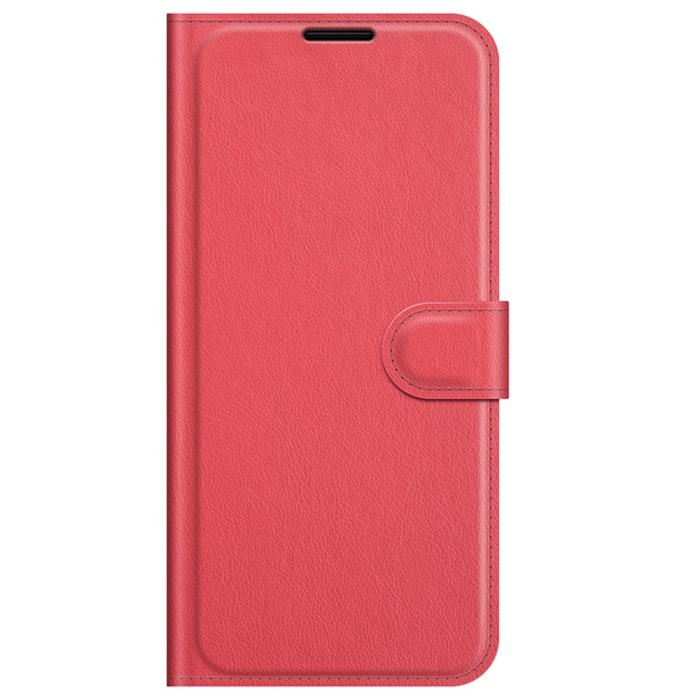 Bild 5, iPhone 13 Pro Max - Litchi Slim Läder Fodral - Röd