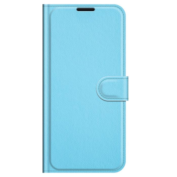 Bild 5, iPhone 13 Pro Max - Litchi Slim Läder Fodral - Ljus Blå