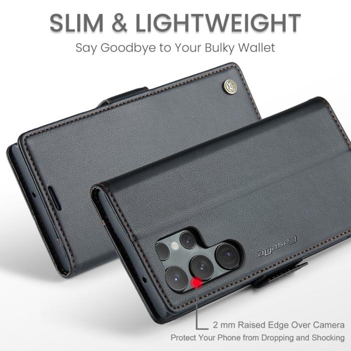 Bild 4, CASEME Galaxy S24 Ultra Fodral Slim Litchi Läder Svart