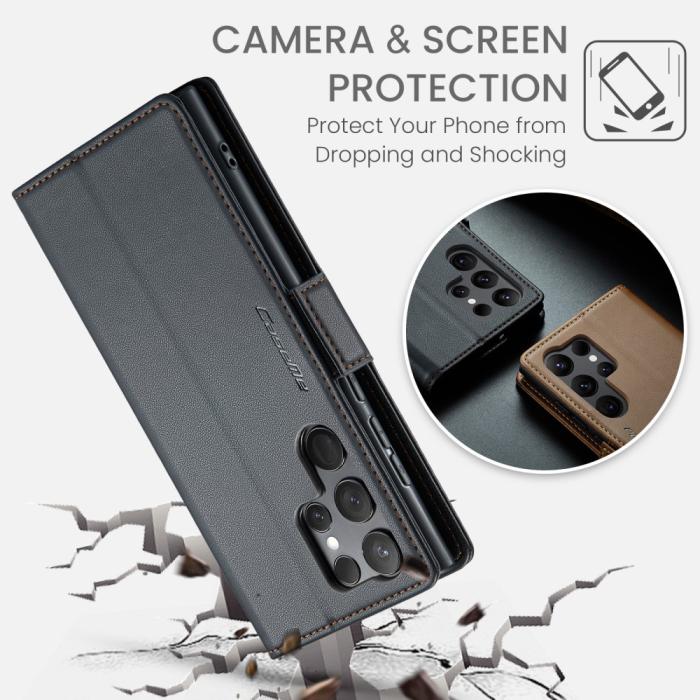 Bild 6, CASEME Galaxy S24 Ultra Fodral Slim Litchi Läder Svart