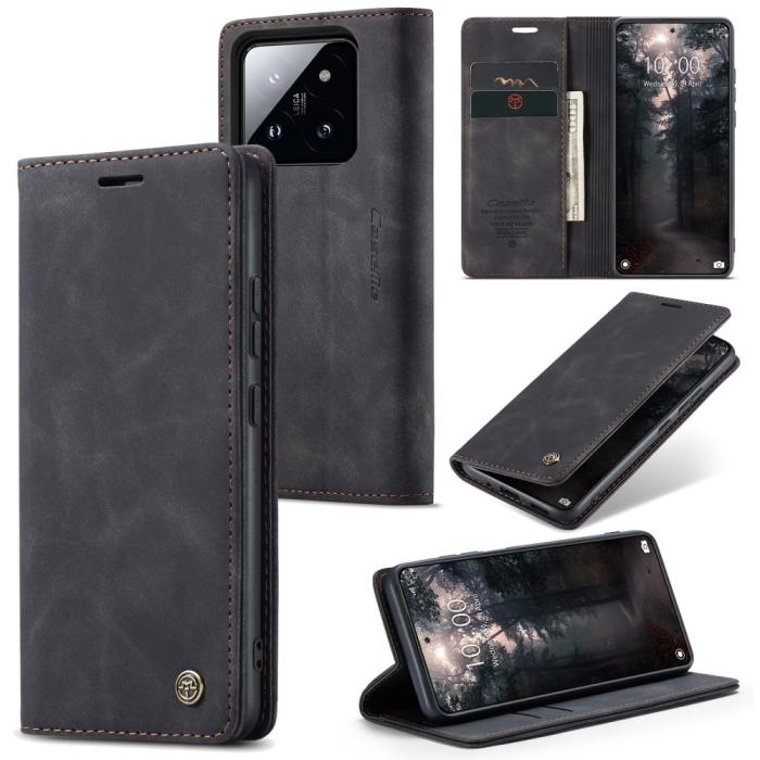Bild 1, CASEME Xiaomi 14 Fodral Flip Läder Svart