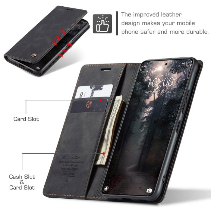 Bild 5, CASEME Xiaomi 14 Fodral Flip Läder Svart