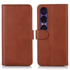 Sony Xperia 1 VII Pl&aring;nboksfodral L&auml;der Brun
