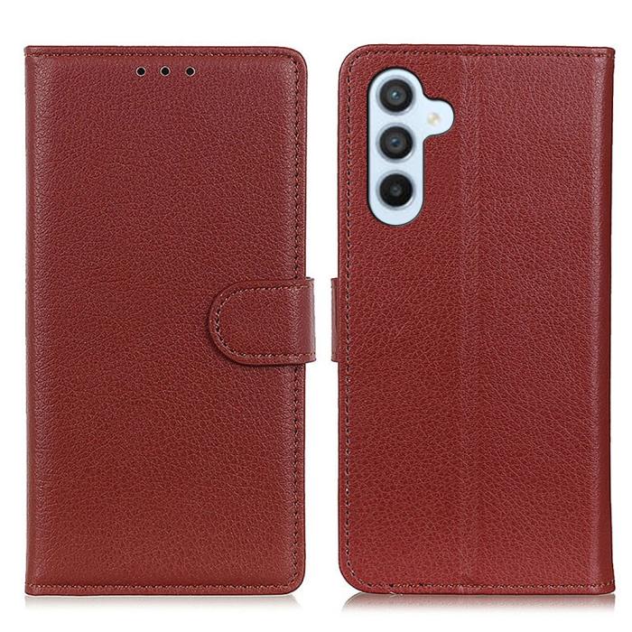 Bild 1, Samsung Galaxy S23 FE Fodral Litchi Läder Brun