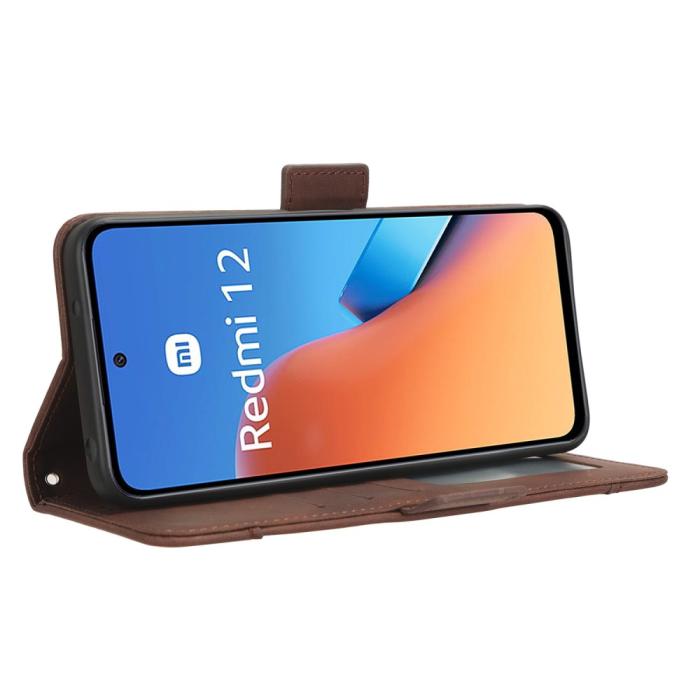 Bild 3, Xiaomi Redmi 12 5G/4G Fodral Med Avtagbart Kortfodral Brun