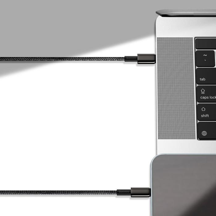 Bild 4, Baseus 2m 20W PD USB-C - Lightning Flätad Nylon Kabel - Svart