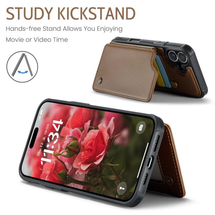 Bild 6, CASEME iPhone 16 Plus Skal RFID Kickstand Plånbok Brun
