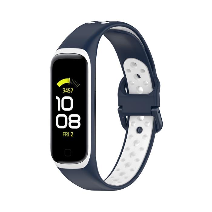 Bild 4, Samsung Galaxy Fit 2 SM-R220 Armband Ihåligt Silikon Mörk Blå/Vit