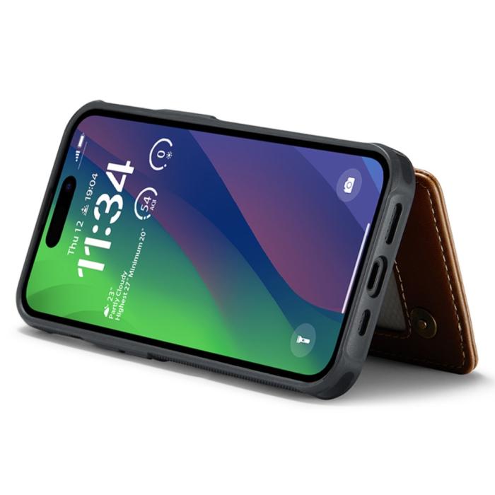 Bild 4, CASEME iPhone 15 Plus Skal RFID Kickstand Plånbok Brun