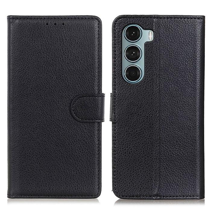 Bild 1, Motorola Moto G200 Fodral Litchi Läder Svart