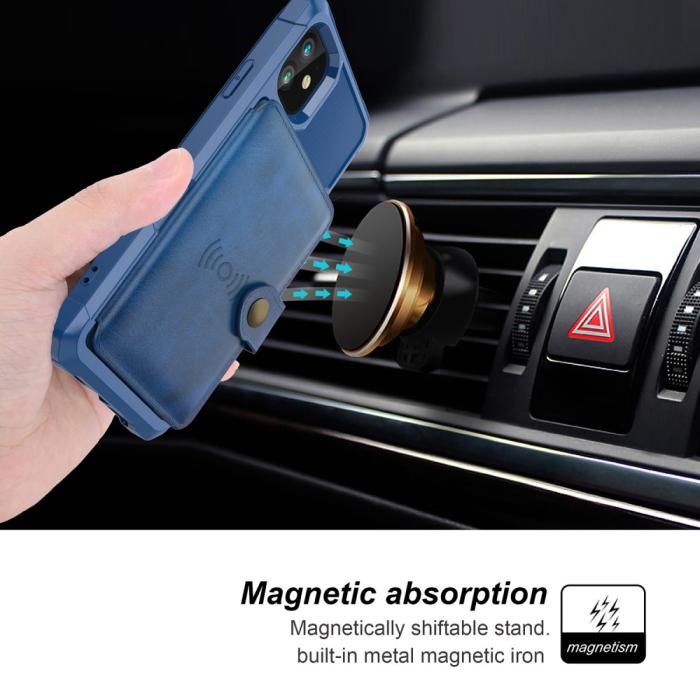 Bild 5, iPhone 12 / 12 Pro - Skal Med Magnetiskt Plånbok - Blå