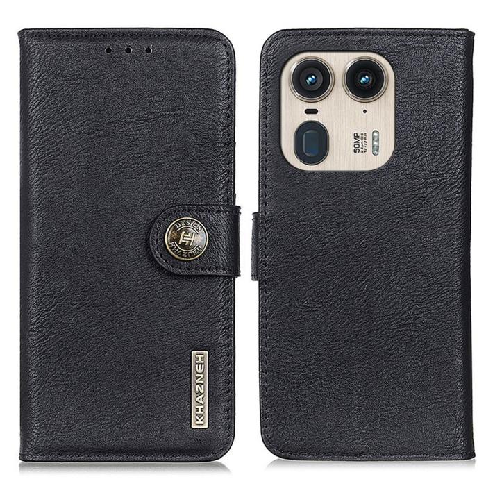 Bild 1, KHAZNEH Motorola Edge 50 Ultra 5G Läder Fodral Svart