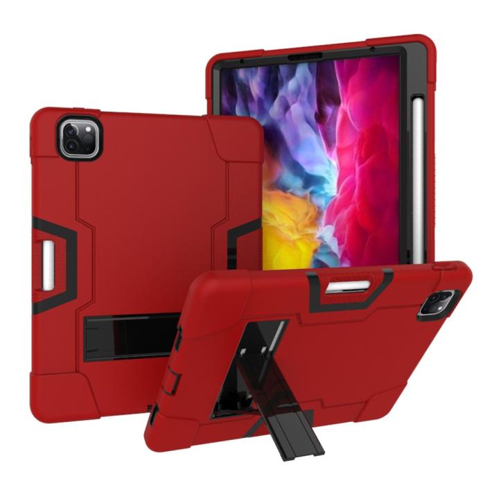 Bild 1, iPad Pro 12.9 (2020/2021) - Shockproof Skal Med Kickstand - Röd/Svart