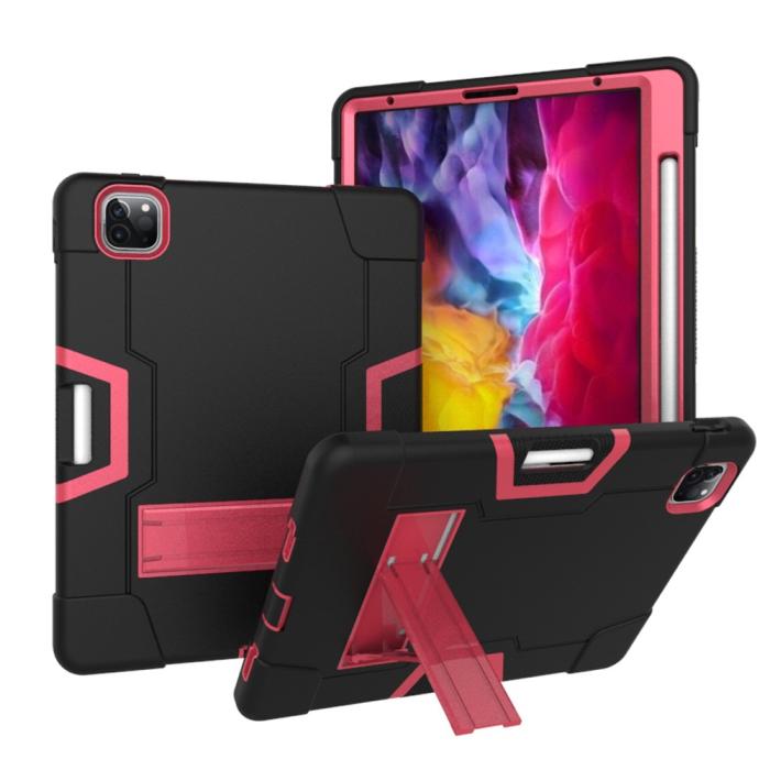 Bild 1, iPad Pro 12.9 (2020/2021) - Shockproof Skal Med Kickstand - Svart/Rosa