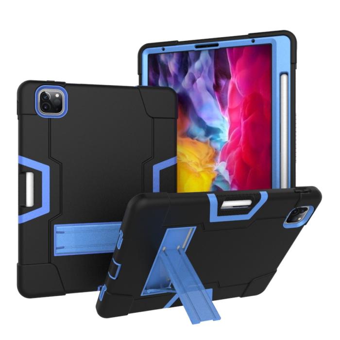 Bild 1, iPad Pro 12.9 (2020/2021) - Shockproof Skal Med Kickstand - Svart/Blå