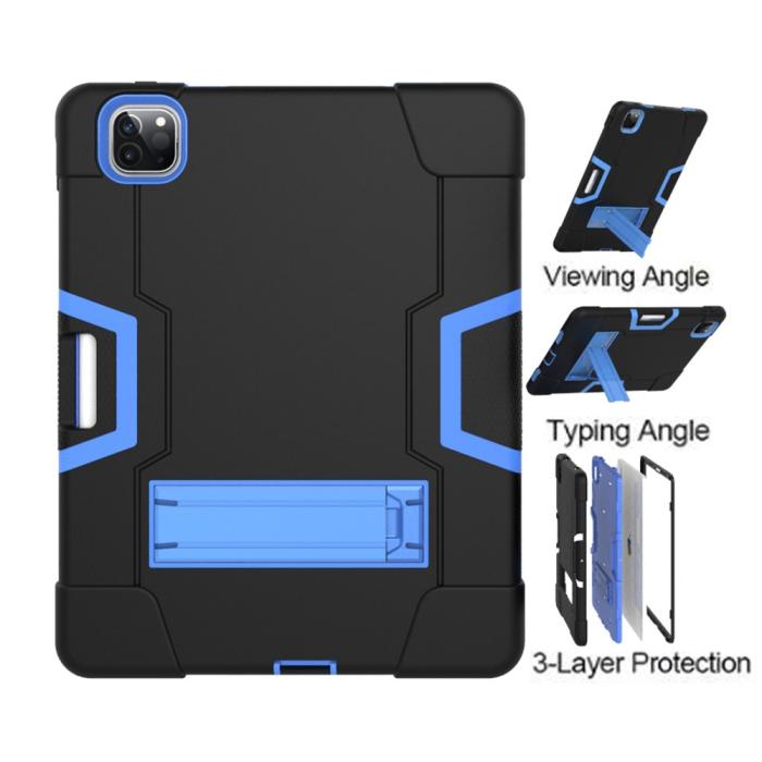 Bild 2, iPad Pro 12.9 (2020/2021) - Shockproof Skal Med Kickstand - Svart/Blå