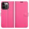 iPhone 13 Pro Max - Litchi Slim Läder Fodral - Rosa