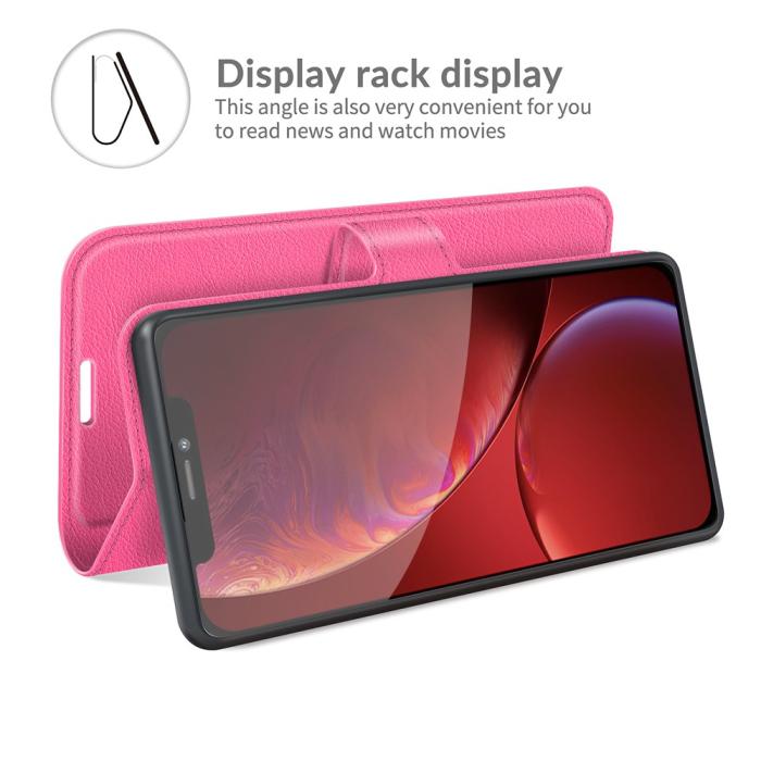 Bild 3, iPhone 13 Pro Max - Litchi Slim Läder Fodral - Rosa