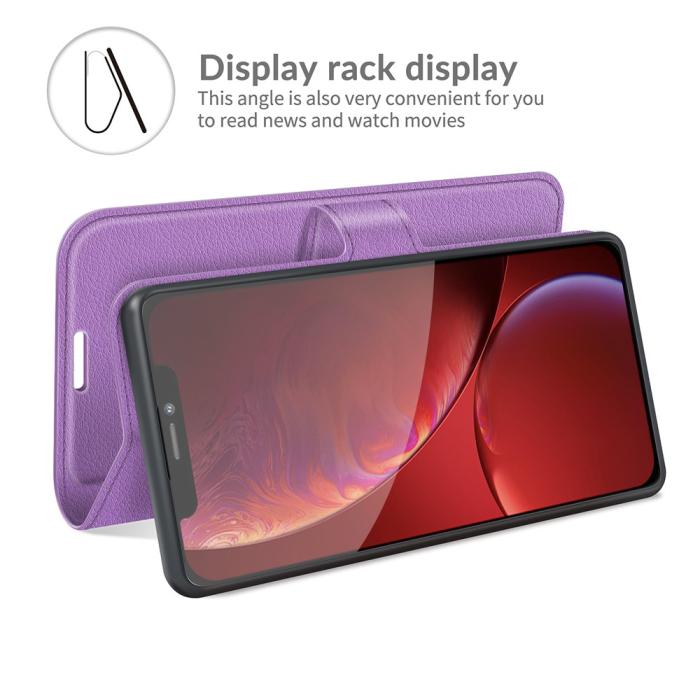 Bild 3, iPhone 13 Pro Max - Litchi Slim Läder Fodral - Lila