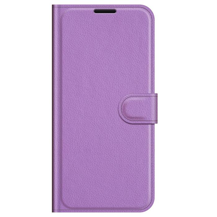 Bild 5, iPhone 13 Pro Max - Litchi Slim Läder Fodral - Lila