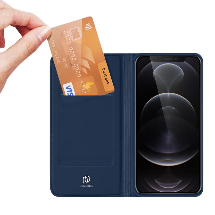 Bild 4, iPhone 13 Pro Max - DUX DUCIS Skin Pro Läder Fodral - Blå