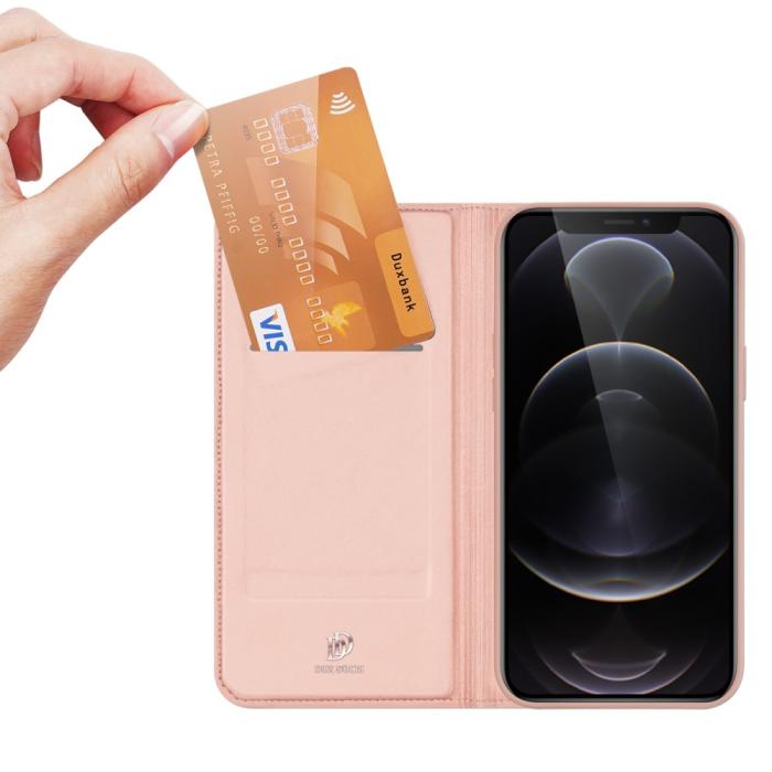 Bild 4, iPhone 13 Pro Max - DUX DUCIS Skin Pro Läder Fodral - Roséguld