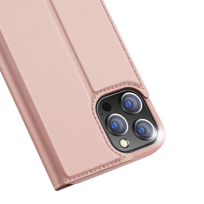 Bild 5, iPhone 13 Pro Max - DUX DUCIS Skin Pro Läder Fodral - Roséguld