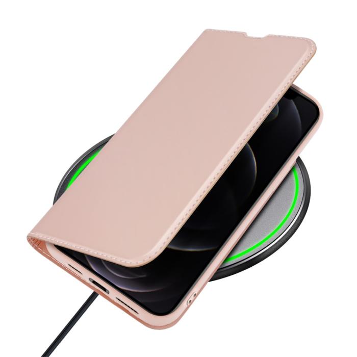 Bild 6, iPhone 13 Pro Max - DUX DUCIS Skin Pro Läder Fodral - Roséguld