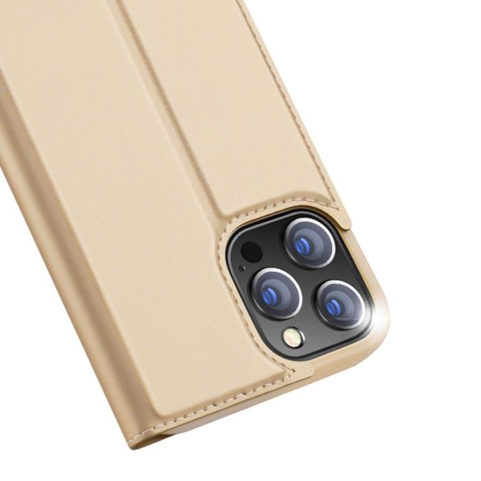 Bild 5, iPhone 13 Pro Max - DUX DUCIS Skin Pro Läder Fodral - Guld