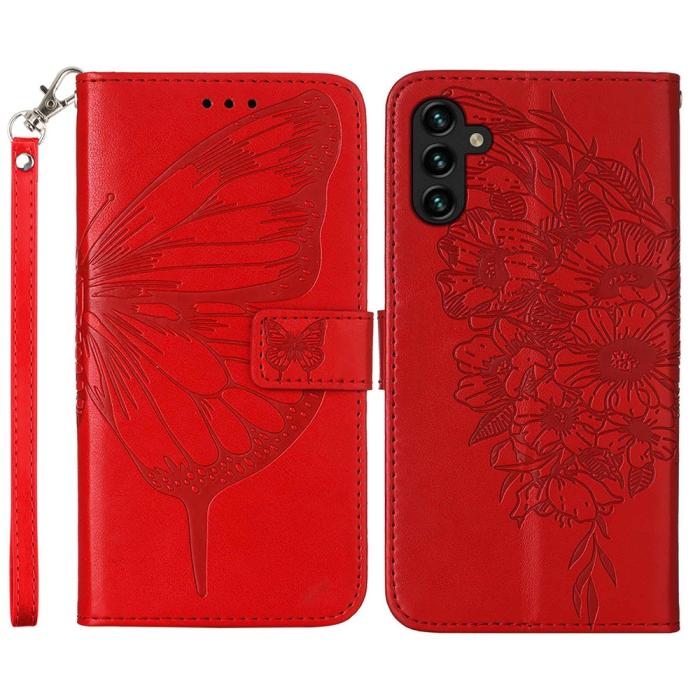 Bild 1, Samsung Galaxy A54 5G Fodral Med Fjäril Tryck Röd