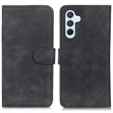 KHAZNEH Samsung Galaxy A57 5G Fodral Retro L&auml;der Svart
