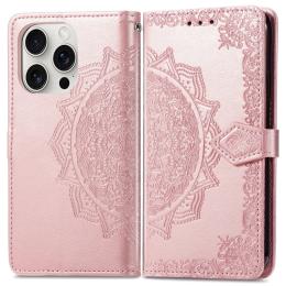 iPhone 16 Pro Fodral Mandala Läder Roséguld