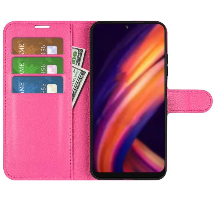Bild 5, Motorola Edge 30 Pro Fodral Litchi Textur Rosa