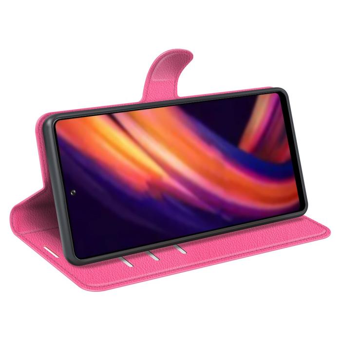 Bild 6, Motorola Edge 30 Pro Fodral Litchi Textur Rosa