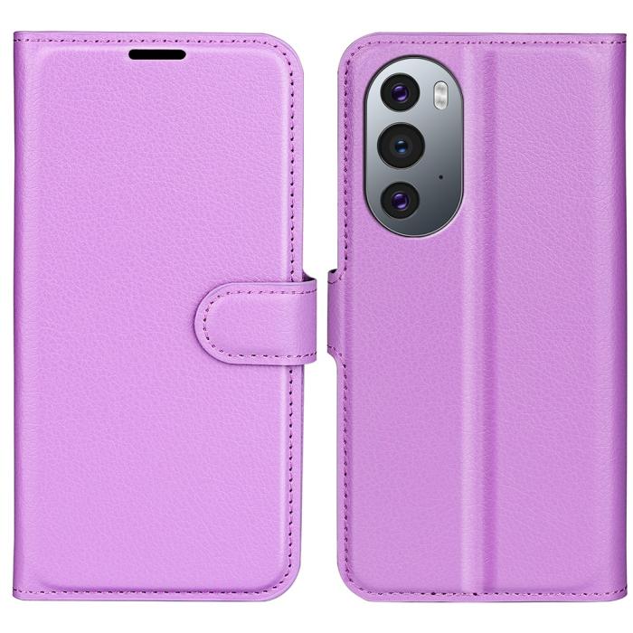 Bild 1, Motorola Edge 30 Pro Fodral Litchi Textur Lila