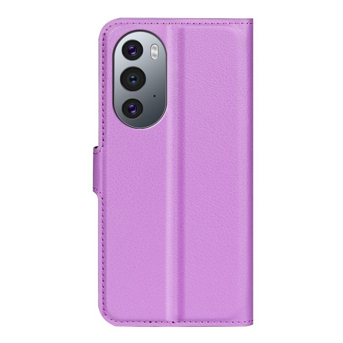 Bild 3, Motorola Edge 30 Pro Fodral Litchi Textur Lila
