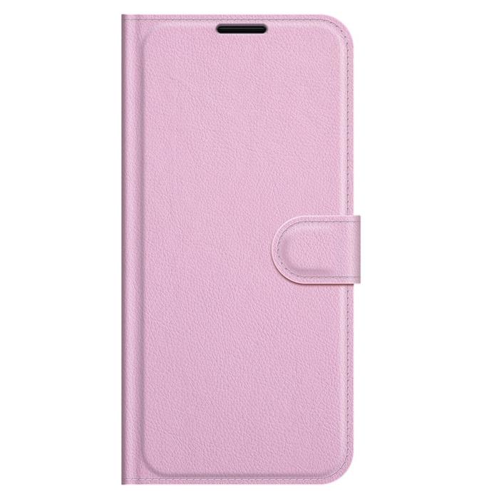 Bild 5, iPhone 13 Pro - Litchi Läder Fodral - Ljus Rosa