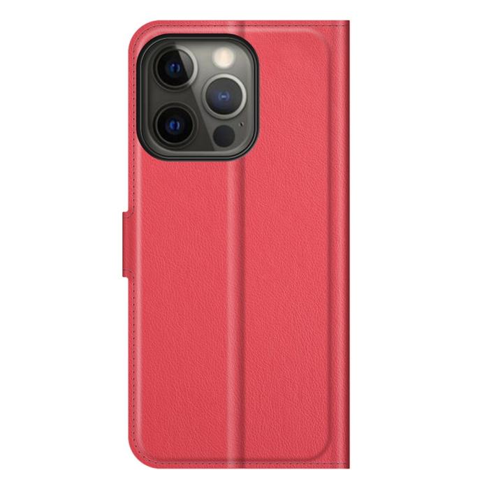 Bild 6, iPhone 13 Pro - Litchi Läder Fodral - Röd