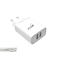 GEAR Väggladdare 2xUSB 3.1A USB-C 2.0 Kabel 1m Vit