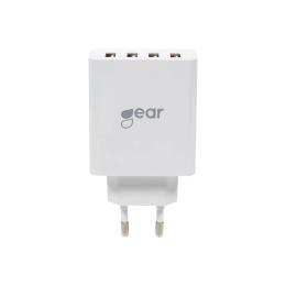 GEAR Väggladdare 4xUSB-A 5A/25W Vit