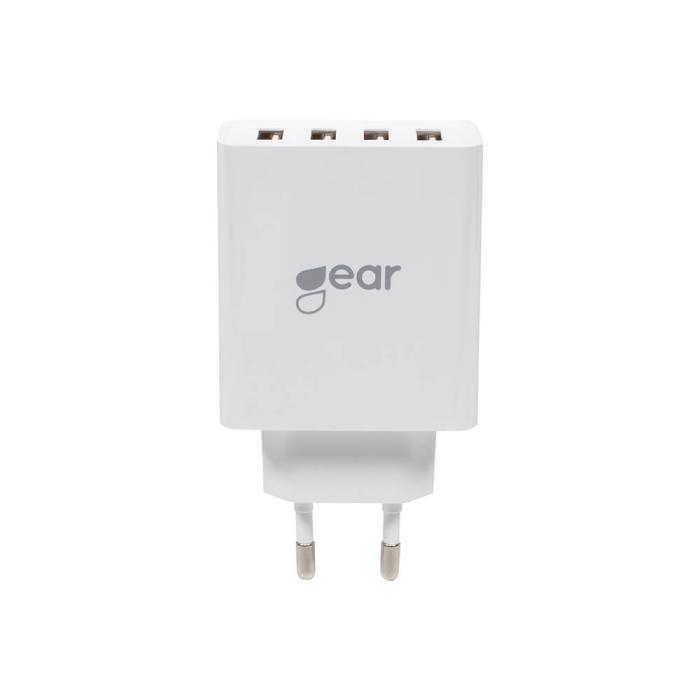 Bild 1, GEAR Väggladdare 4xUSB-A 5A/25W Vit
