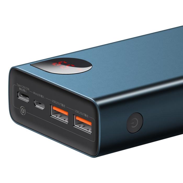 Bild 5, Baseus 65W 20000 mAh Power Bank USB-C/USB-A/MicroUSB QC PD Blå