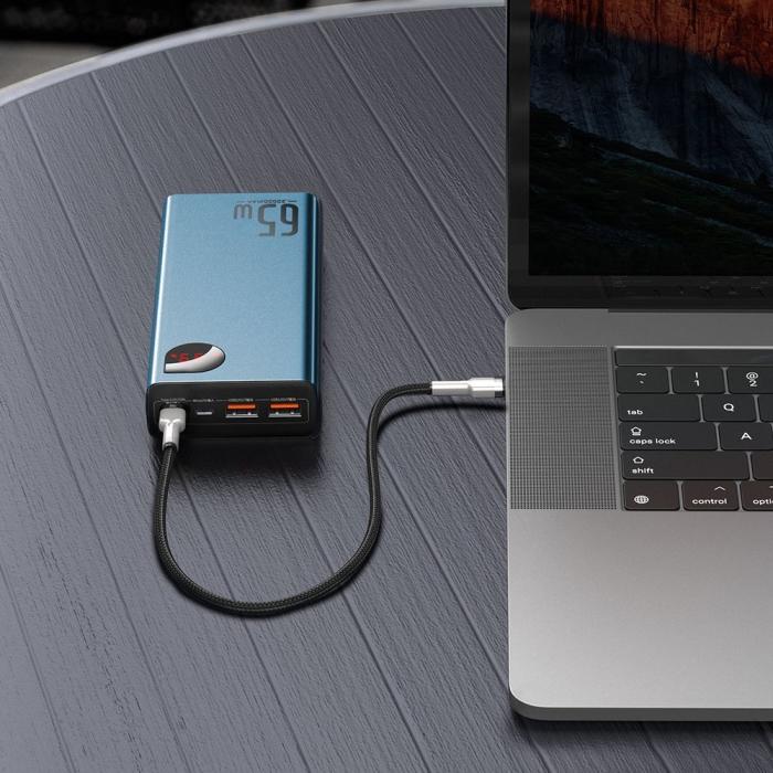 Bild 6, Baseus 65W 20000 mAh Power Bank USB-C/USB-A/MicroUSB QC PD Blå