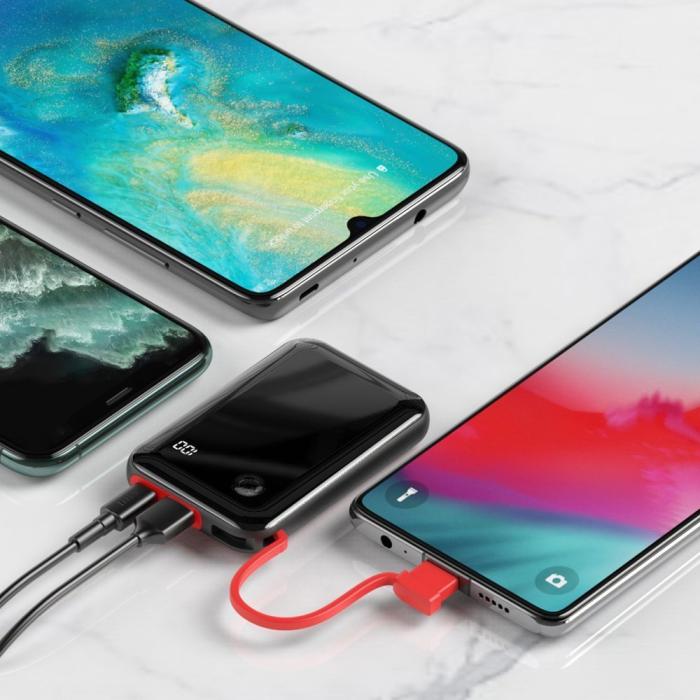 Bild 4, Baseus 10000 mAh 15W Power Bank Mini S Med USB-C Kabel Röd/Svart