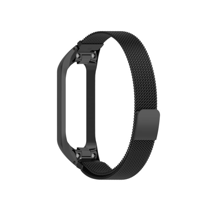 Bild 3, Samsung Galaxy Fit 2 Metall Armband Milanese Loop Svart