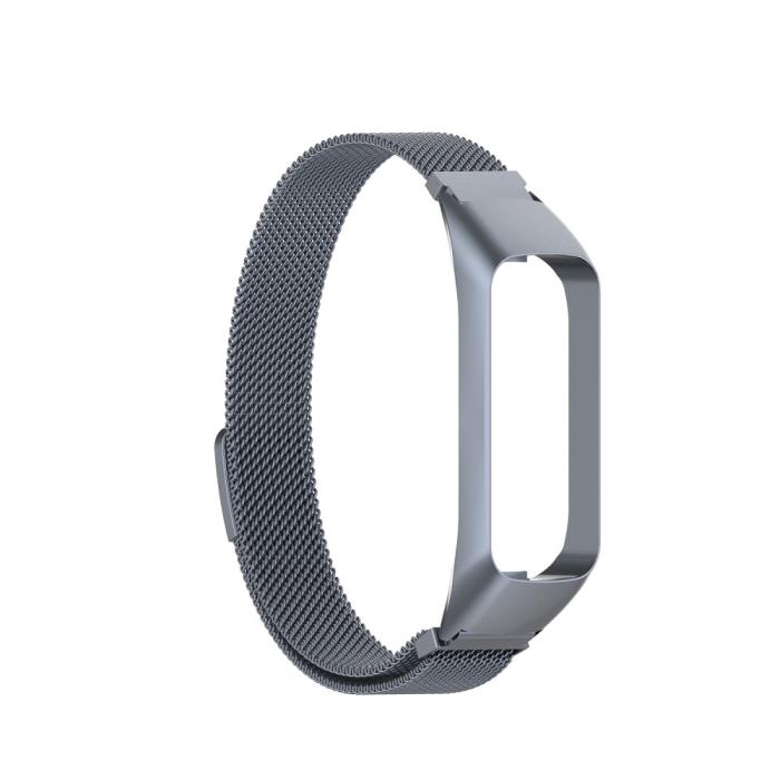 Bild 2, Samsung Galaxy Fit 2 Metall Armband Milanese Loop Grå