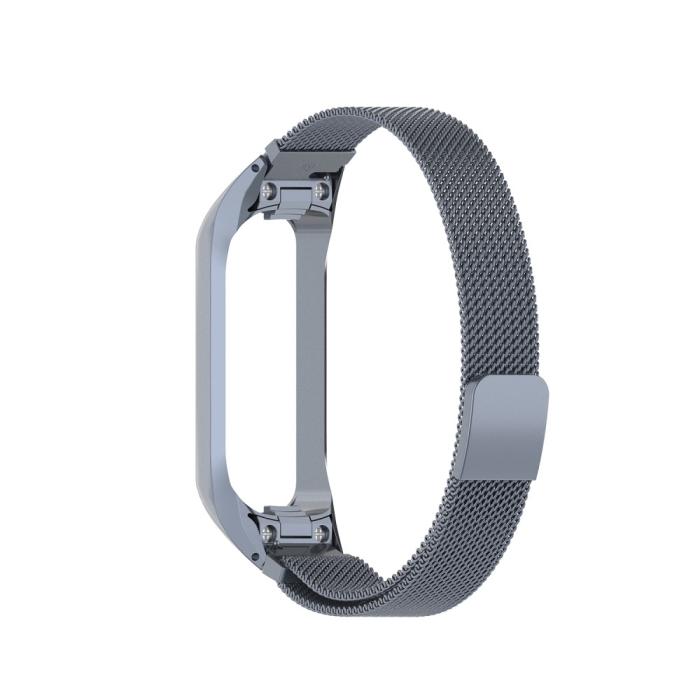 Bild 3, Samsung Galaxy Fit 2 Metall Armband Milanese Loop Grå