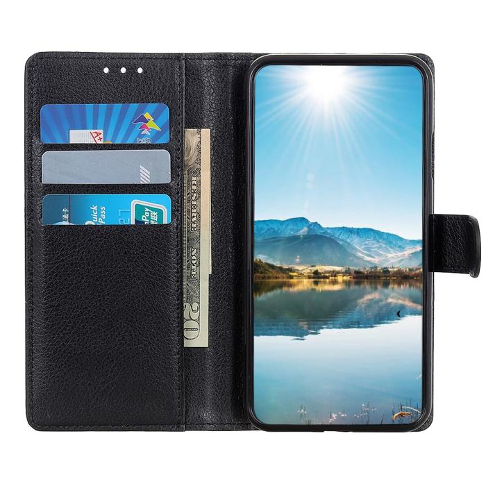 Bild 4, Motorola Moto G200 Fodral Litchi Läder Svart