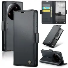 CASEME Xiaomi 14 Ultra Fodral L&auml;der RFID Svart